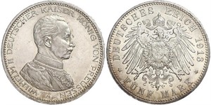 5 Mark Royaume de Prusse (1701-1918) Argent Wilhelm II, German Emperor (1859-1941)