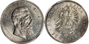5 Mark Royaume de Prusse (1701-1918) Argent Frédéric III (Empire allemand) (1831-1888)