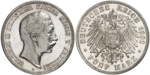 5 Mark Royaume de Prusse (1701-1918) Argent Wilhelm II, German Emperor (1859-1941)