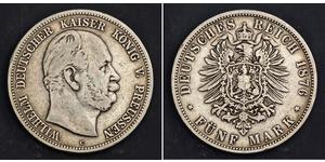 5 Mark Royaume de Prusse (1701-1918) Argent Wilhelm I, German Emperor (1797-1888)