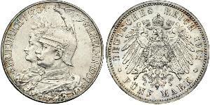5 Mark Royaume de Prusse (1701-1918) Argent Wilhelm II, German Emperor (1859-1941)