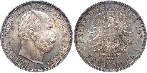 5 Mark Royaume de Prusse (1701-1918) Argent Wilhelm I, German Emperor (1797-1888)