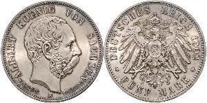 5 Mark Royaume de Saxe (1806 - 1918) Argent Albert de Saxe