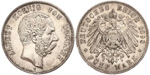 5 Mark Royaume de Saxe (1806 - 1918) Argent Albert de Saxe