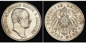 5 Mark Royaume de Saxe (1806 - 1918) Argent Frédéric-Auguste III de Saxe (1865-1932)