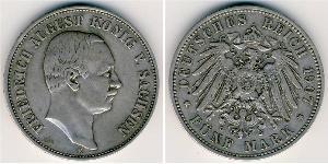 5 Mark Royaume de Saxe (1806 - 1918) Argent Frédéric-Auguste III de Saxe (1865-1932)