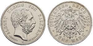 5 Mark Royaume de Saxe (1806 - 1918) Argent Albert de Saxe