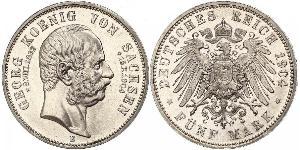 5 Mark Royaume de Saxe (1806 - 1918) Argent Georges Ier de Saxe
