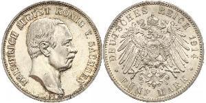 5 Mark Royaume de Saxe (1806 - 1918) Argent Frédéric-Auguste III de Saxe (1865-1932)