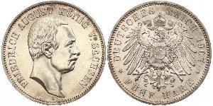 5 Mark Royaume de Saxe (1806 - 1918) Argent Frédéric-Auguste III de Saxe (1865-1932)