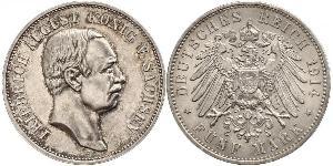 5 Mark Royaume de Saxe (1806 - 1918) Argent Frédéric-Auguste III de Saxe (1865-1932)