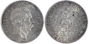 5 Mark Royaume de Saxe (1806 - 1918) Argent Albert de Saxe