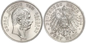 5 Mark Royaume de Saxe (1806 - 1918) Argent Georges Ier de Saxe