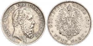 5 Mark Royaume de Wurtemberg (1806-1918) Argent Charles Ier de Wurtemberg