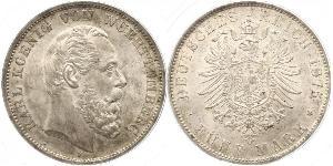 5 Mark Royaume de Wurtemberg (1806-1918) Argent Charles Ier de Wurtemberg