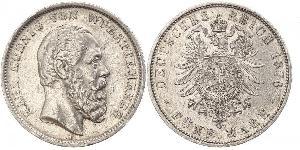 5 Mark Royaume de Wurtemberg (1806-1918) Argent Charles Ier de Wurtemberg