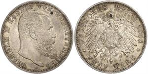 5 Mark Royaume de Wurtemberg (1806-1918) Argent Wilhelm II, German Emperor (1859-1941)