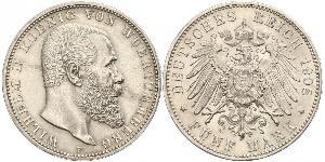 5 Mark Royaume de Wurtemberg (1806-1918) Argent Wilhelm II, German Emperor (1859-1941)