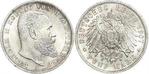 5 Mark Royaume de Wurtemberg (1806-1918) Argent Wilhelm II, German Emperor (1859-1941)