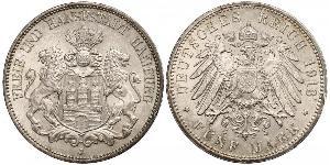 5 Mark Impero tedesco (1871-1918) / Amburgo Argento 