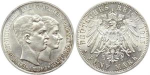 5 Mark Ducato di Brunswick (1815 - 1918) Argento Ernesto Augusto III di Brunswick (1887 - 1953)