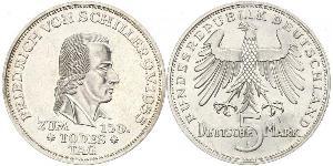 5 Mark Germania Ovest (1949-1990) Argento Friedrich Schiller