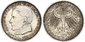 5 Mark Germania Ovest (1949-1990) Argento Joseph Freiherr von Eichendorff