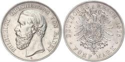 5 Mark Grand Duchy of Baden (1806-1918) Argento Federico I di Baden (1826 - 1907)