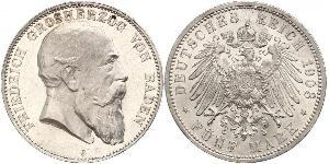 5 Mark Grand Duchy of Baden (1806-1918) Argento Federico I di Baden (1826 - 1907)