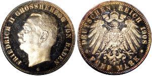 5 Mark Grand Duchy of Baden (1806-1918) Argento Federico II di Baden (1857 - 1928)