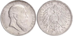 5 Mark Grand Duchy of Baden (1806-1918) Argento Federico I di Baden (1826 - 1907)