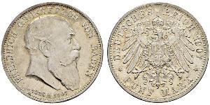 5 Mark Grand Duchy of Baden (1806-1918) Argento Federico I di Baden (1826 - 1907)