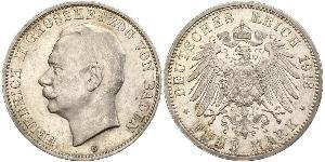 5 Mark Grand Duchy of Baden (1806-1918) Argento Federico II di Baden (1857 - 1928)