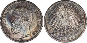 5 Mark Grand Duchy of Baden (1806-1918) Argento Federico I di Baden (1826 - 1907)