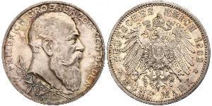 5 Mark Grand Duchy of Baden (1806-1918) / Impero tedesco (1871-1918) Argento Federico I di Baden (1826 - 1907)