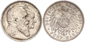 5 Mark Grand Duchy of Baden (1806-1918) / Impero tedesco (1871-1918) Argento Federico I di Baden (1826 - 1907)