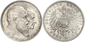 5 Mark Grand Duchy of Baden (1806-1918) / Impero tedesco (1871-1918) Argento Federico I di Baden (1826 - 1907)
