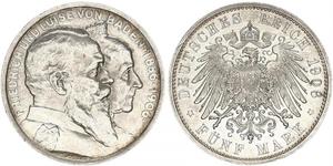 5 Mark Grand Duchy of Baden (1806-1918) / Impero tedesco (1871-1918) Argento Federico I di Baden (1826 - 1907)