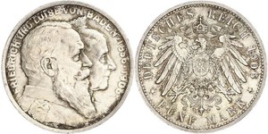 5 Mark Grand Duchy of Baden (1806-1918) / Impero tedesco (1871-1918) Argento Federico I di Baden (1826 - 1907)