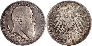 5 Mark Grand Duchy of Baden (1806-1918) / Impero tedesco (1871-1918) Argento Federico I di Baden (1826 - 1907)