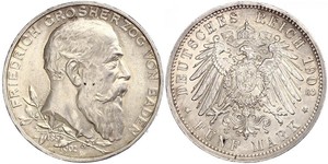 5 Mark Grand Duchy of Baden (1806-1918) / Impero tedesco (1871-1918) Argento Federico I di Baden (1826 - 1907)