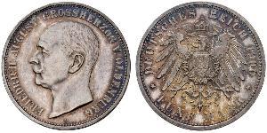 5 Mark Grand Duchy of Oldenburg (1814 - 1918) Argento Federico Augusto III di Sassonia (1865-1932)