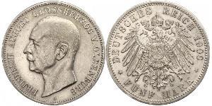 5 Mark Grand Duchy of Oldenburg (1814 - 1918) Argento Federico Augusto III di Sassonia (1865-1932)