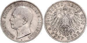 5 Mark Grand Duchy of Oldenburg (1814 - 1918) Argento Federico Augusto III di Sassonia (1865-1932)