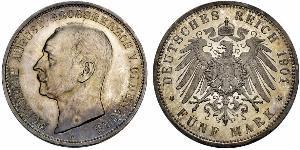 5 Mark Grand Duchy of Oldenburg (1814 - 1918) Argento Federico Augusto III di Sassonia (1865-1932)