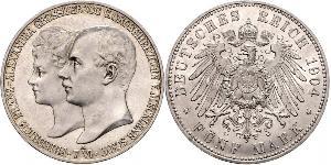 5 Mark Meclemburgo-Schwerin (1352-1918) Argento Frederick Francis IV, Grand Duke of Mecklenburg (1882 - 1945)