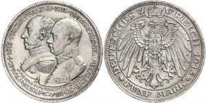 5 Mark Meclemburgo-Schwerin (1352-1918) Argento Frederick Francis IV, Grand Duke of Mecklenburg (1882 - 1945)