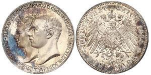 5 Mark Meclemburgo-Schwerin (1352-1918) Argento Frederick Francis IV, Grand Duke of Mecklenburg (1882 - 1945)
