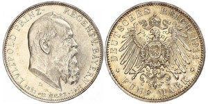 5 Mark Regno di Baviera (1806 - 1918) Argento Ottone di Baviera(1848 – 1916)