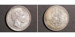 5 Mark Regno di Baviera (1806 - 1918) Argento Ludovico II di Baviera(1845 – 1886)